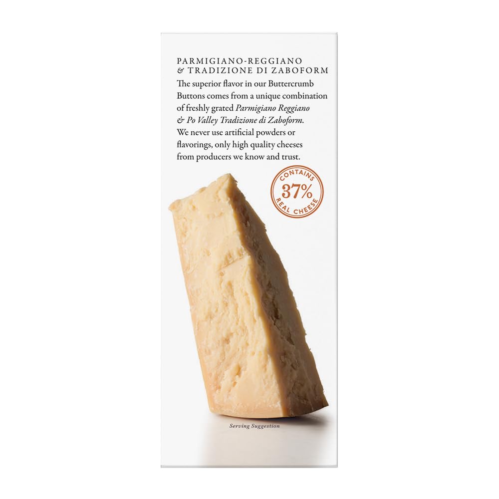 The Fine Cheese Co. Parmigiano-Reggiano Buttercrumb Buttons Snack Crackers | 37% Real Italian Cheese | 4.4 oz
