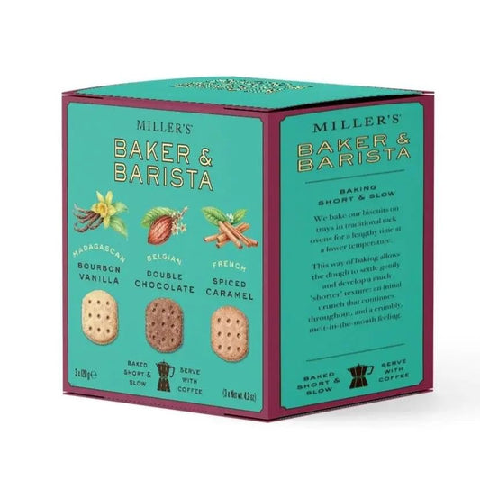 Miller's Artisan Biscuits Baker & Barista Selection Box of English Shortbread Cookies | Gift Box of Three Varieties | 12.6 oz
