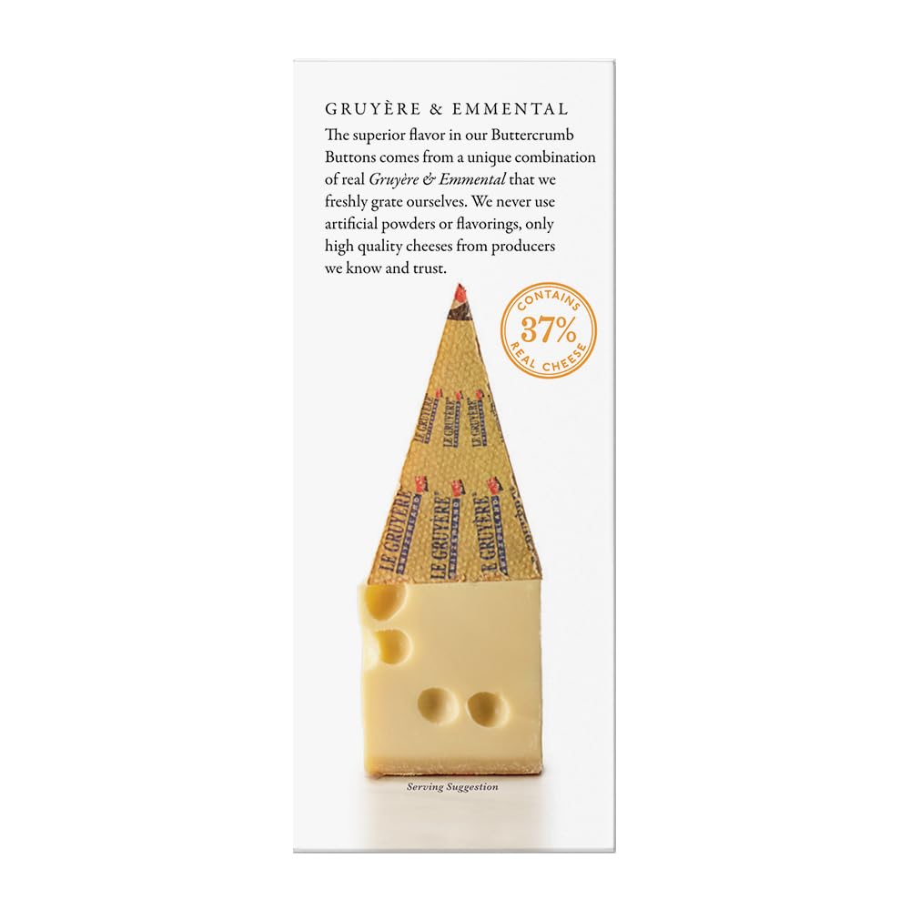 The Fine Cheese Co. Gruyere Buttercrumb Buttons Snack Crackers | 37% Real Swiss Cheese | 4.4 oz