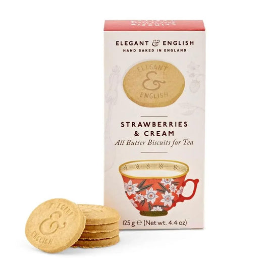 Miller's Artisan Biscuits Elegant & English Strawberries & Cream Shortbread Cookies | 4.9 oz